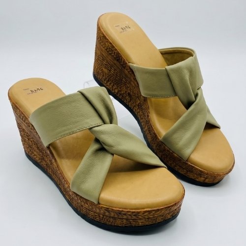 Sage Twist Woven Wedge Slides