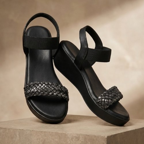 Onyx Weave Wedge Sandals