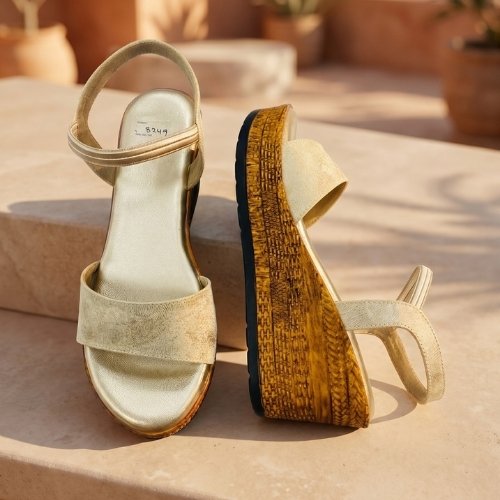Golden Dune Wedge Sandals