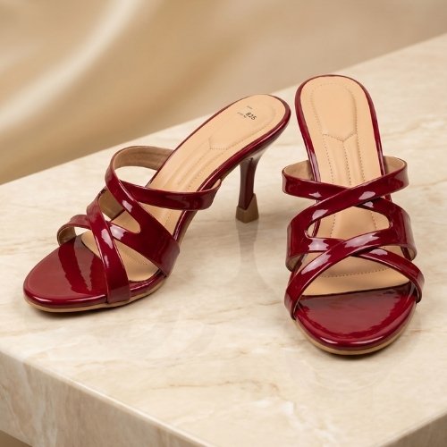 Cherry Gloss Crisscross Kitten Heel Mules