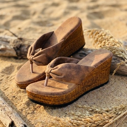 Desert Knot Platform Wedge Thong Sandals