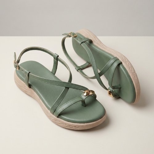 Sage Loop Toe-Ring Flat Sandals