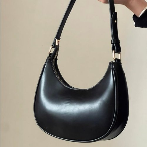 Black Leather  Hobo Bag