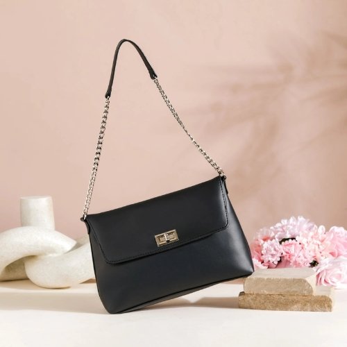 Black Leather Shoulder Bag