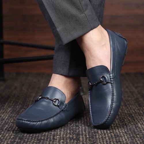 Blue Loafer Driving Shoes For Men