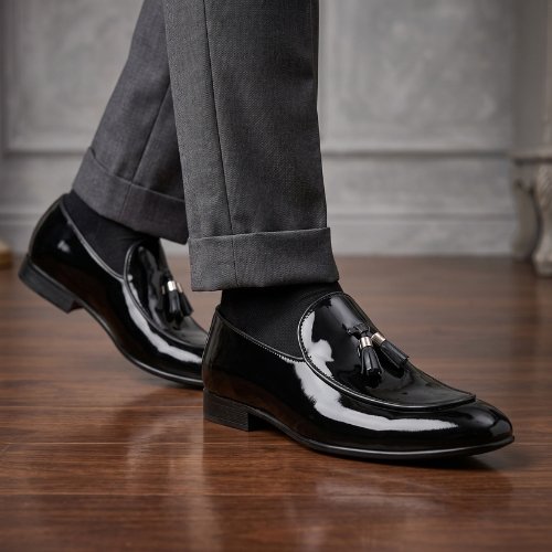 Privo Black Casual Slip-On Shoes With Tassel Detail